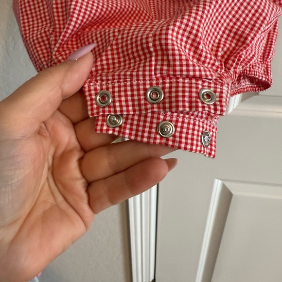 Shop Teeta Red Gingham jumper with Reindeer Embroidery - Picture 5 of 6